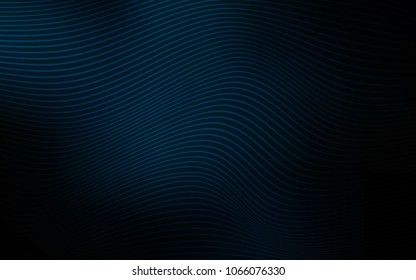 Dark BLUE vector background with curved ribbons. Glitter abstract illustration with wry lines. Brand-new design for your ads, poster, banner.