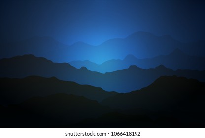 Dark BLUE vector background with curved circles. A completely new color illustration in mountain style. Mountain style for your business design.