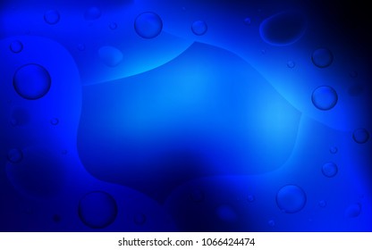 Dark BLUE vector background with curved circles. Creative illustration in halftone memphis style with gradient. A new texture for your  ad, booklets, leaflets.