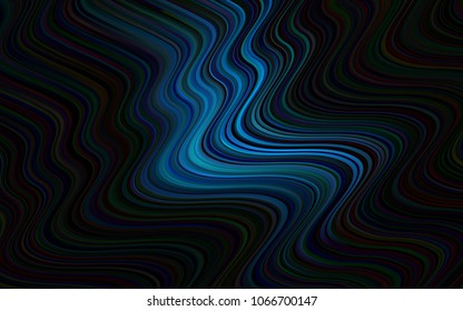 Dark BLUE vector background with curved circles. A completely new color illustration in memphis style. A completely new memphis design for your business.