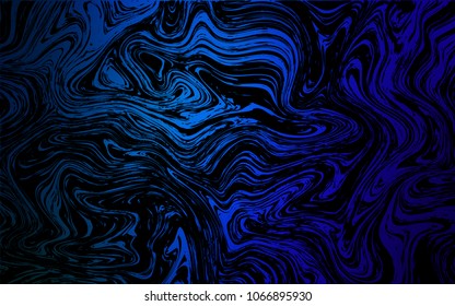 Dark BLUE vector background with curved circles. Geometric illustration in marble style with gradient.  Brand-new design for your ads, poster, banner.