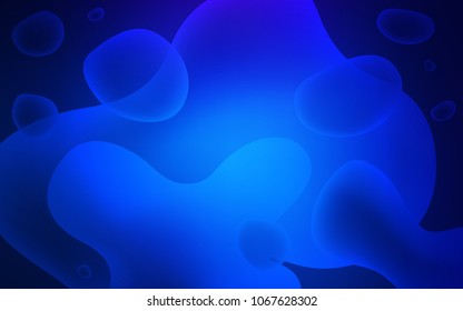 Dark BLUE vector background with curved circles. Colorful abstract illustration with gradient lines. A new texture for your  ad, booklets, leaflets.
