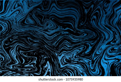 Dark BLUE vector background with curved circles. Colorful abstract illustration with gradient lines. The template for cell phone backgrounds.