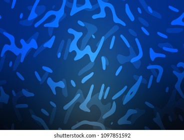 Dark BLUE vector background with curved circles. An elegant bright illustration with gradient. The elegant pattern for brand book.