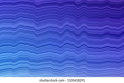 Dark BLUE vector background with curved circles. Glitter abstract illustration with wry lines. Pattern for your business design.