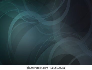 Dark BLUE vector background with curved circles. Glitter abstract illustration with wry lines. Marble style for your business design.