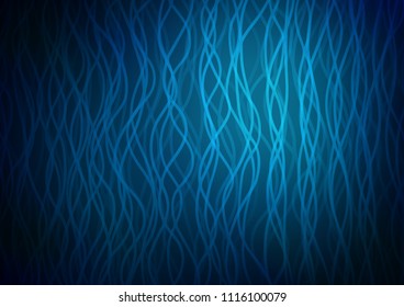Dark BLUE vector background with curved circles. Glitter abstract illustration with wry lines. A completely new template for your business design.