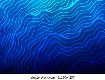 Dark BLUE vector background with curved circles. Modern gradient abstract illustration with bandy lines. A completely new template for your business design.