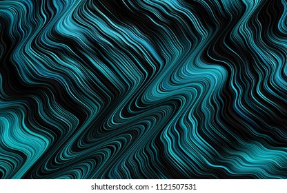 Dark BLUE vector background with curved circles. Modern gradient abstract illustration with bandy lines. A completely new marble design for your business.