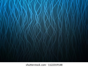 Dark BLUE vector background with curved circles. A vague circumflex abstract illustration with gradient. The template for cell phone backgrounds.