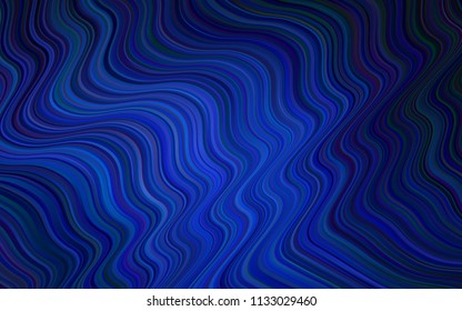 Dark BLUE vector background with curved circles. Shining illustration, which consist of blurred lines, circles. Textured wave pattern for backgrounds.