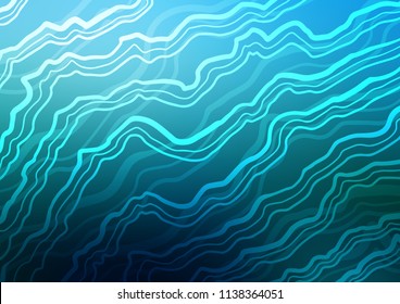 Dark BLUE vector background with curved circles. Shining crooked illustration in marble style. Brand new design for your ads, poster, banner.