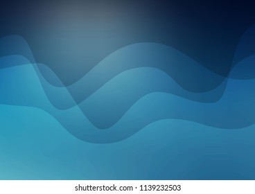 Dark BLUE vector background with curved circles. Blurred geometric sample with gradient bubbles.  New composition for your brand book.
