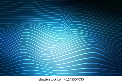 Dark BLUE vector background with curved ribbons. A sample with blurred curved shapes. A completely new design for your business.