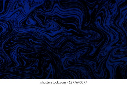 Dark BLUE vector background with curved circles. Geometric illustration in marble style with gradient.  The template for cell phone backgrounds.
