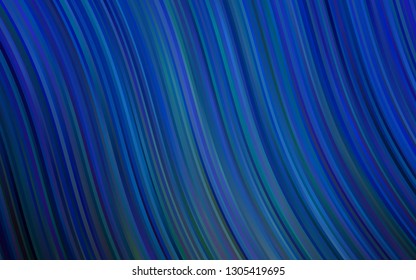 Dark BLUE vector background with curved circles. Colorful abstract illustration with gradient lines. The elegant pattern for brand book.