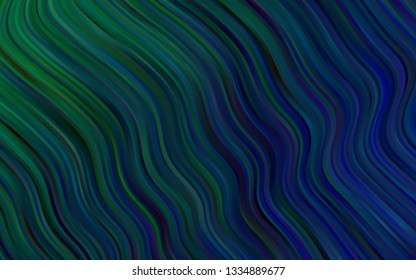 Dark BLUE vector background with curved circles. Creative illustration in halftone marble style with gradient. New composition for your brand book.
