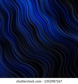 Dark BLUE vector background with curved lines. Colorful illustration, which consists of curves. Best design for your posters, banners.