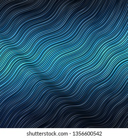 Dark BLUE vector background with curved lines. Illustration in abstract style with gradient curved.  Template for cellphones.