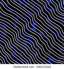 Dark BLUE vector background with curved lines. Colorful geometric sample with gradient curves.  Best design for your ad, poster, banner.
