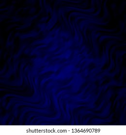 Dark BLUE vector background with curved lines. Illustration in halftone style with gradient curves. Pattern for booklets, leaflets.