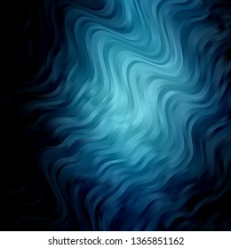 Dark BLUE vector background with curved lines. Bright illustration with gradient circular arcs. Best design for your posters, banners.