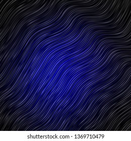 Dark BLUE vector background with curved lines. Abstract gradient illustration with wry lines. Best design for your posters, banners.