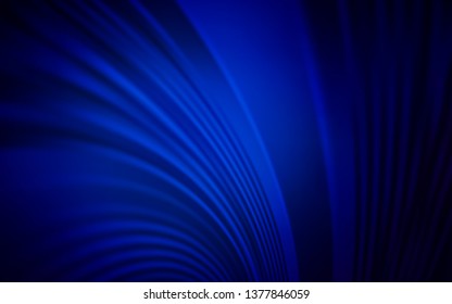 Dark BLUE vector background with curved lines. A sample with colorful lines, shapes. Brand new design for your ads, poster, banner.