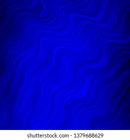 Dark BLUE vector background with curved lines. Colorful illustration with curved lines. Best design for your ad, poster, banner.
