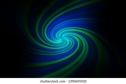 Dark BLUE vector background with curved lines. Creative illustration in halftone style with gradient. Brand new design for your ads, poster, banner.