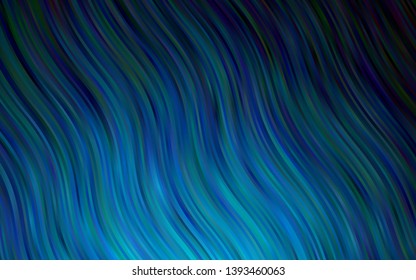 Dark BLUE vector background with curved circles. Geometric illustration in marble style with gradient.  Pattern for your business design.