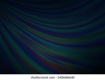 Dark BLUE vector background with curved circles. Glitter abstract illustration with wry lines. A completely new marble design for your business.