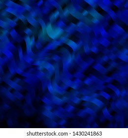 Dark BLUE vector background with curved lines. Abstract gradient illustration with wry lines. Design for your business promotion.