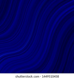 Dark BLUE vector background with curved lines. Colorful geometric sample with gradient curves.  Pattern for websites, landing pages.