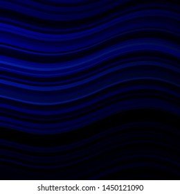 Dark BLUE vector background with curved lines. Abstract illustration with gradient bows. Template for your UI design.
