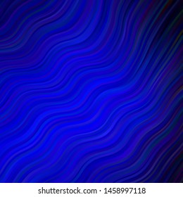 Dark BLUE vector background with curved lines. Bright illustration with gradient circular arcs. Smart design for your promotions.