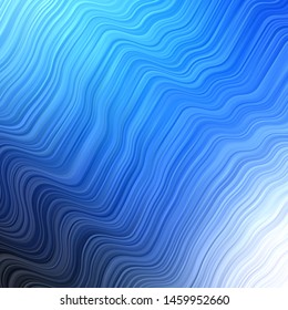 Dark BLUE vector background with curved lines. Colorful abstract illustration with gradient curves. Pattern for commercials, ads.