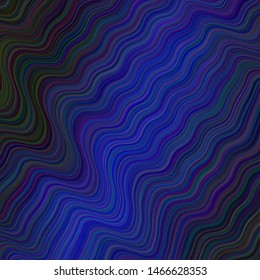 Dark BLUE vector background with curved lines. Shining colorful illustration in simple style. A completely new template for your design.