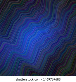 Dark BLUE vector background with curved lines. A completely new colorful illustration in simple style. A completely new design for your business.