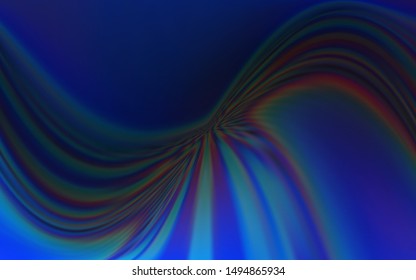 Dark BLUE vector background with curved lines. Colorful geometric sample with gradient lines.  Colorful wave pattern for your design.