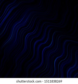 Dark BLUE vector background with curved lines. Colorful geometric sample with gradient curves.  Template for your UI design.