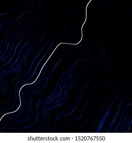 Dark BLUE vector background with curved lines. Colorful illustration, which consists of curves. Pattern for booklets, leaflets.