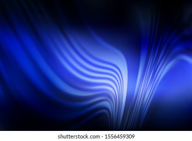 Dark BLUE vector background with curved lines. Modern gradient abstract illustration with bandy lines. Colorful wave pattern for your design.