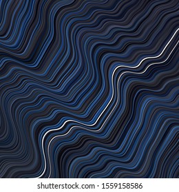 Dark BLUE vector background with curved lines. Colorful illustration in abstract style with bent lines. Best design for your ad, poster, banner.