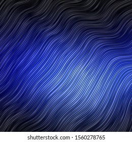 Dark BLUE vector background with curved lines. Brand new colorful illustration with bent lines. Best design for your ad, poster, banner.