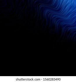 Dark BLUE vector background with curved lines. Colorful geometric sample with gradient curves.  Design for your business promotion.