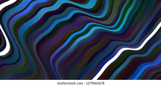 Dark BLUE vector background with curved lines. Colorful abstract illustration with gradient curves. Pattern for ads, commercials.