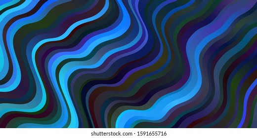 Dark BLUE vector background with curved lines. Colorful illustration in circular style with lines. Pattern for ads, commercials.