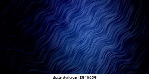 Dark BLUE vector background with curved lines. Illustration in abstract style with gradient curved.  Pattern for business booklets, leaflets