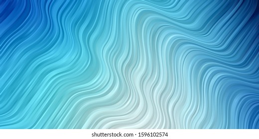 Dark BLUE vector background with curved lines. Colorful illustration in circular style with lines. Template for cellphones.
